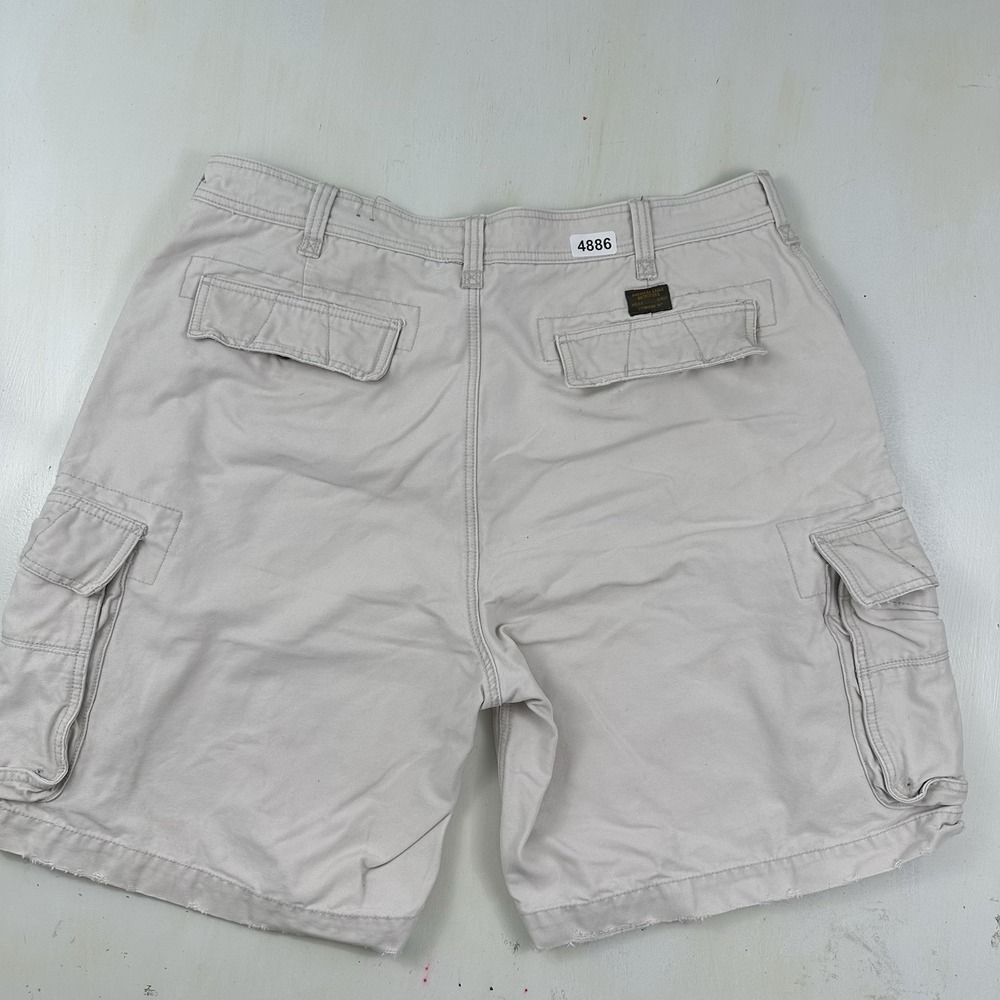 Y2K VTG American Eagle Distressed Cargo Shorts Men 38 Tan Baggy Military Grunge